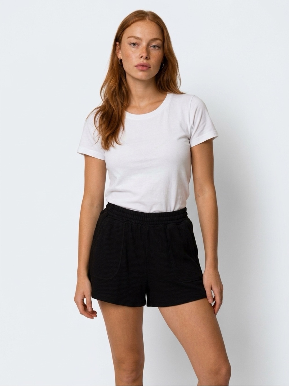 Aeropostale Black Ruched Waist Knit Athletic Shorts